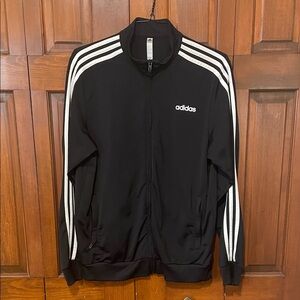 Adidas Black Jacket with White Stripes. Full Zip, Size Large. Retail $65 NWOT.